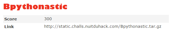 Nuit du Hack Quals 2015 - Bpythonastic - Forensic Challenge