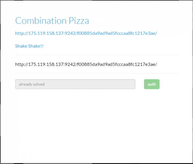 Codegate 2016 - Combination Pizza - Web Challenge